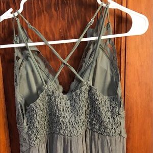 Rue 21 Sage green.  Pineapple Crochet Tiered maxi dress